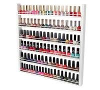 J JACKCUBE DESIGN White Wood Nail Polish Organizer with 6 Tier Shelves 100 Bottles Wall Mount Display Rack Makeup Essential Oil Bottles Holder Storage for Nail Salon Bedroom Dress Room - MK528C