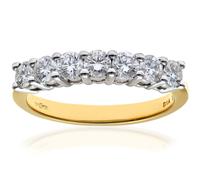 (J) Jewelco London 18ct Yellow Gold Round 3/4ct Diamond 7 Stone Claw Set Half Eternity Ring 2.5mm - PR0AXL3646Y18HSI