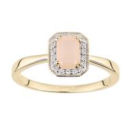 (J) Jewelco London 9ct Yellow Gold Round 8pts Diamond Octagon 0.36ct Opal Octagon Mill Grain Halo Cluster Ring - DR1AXL619YPOP