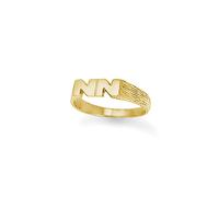 (J) Jewelco London Unisex Solid 9ct Yellow Gold Personalised Identity Barked Initial Ring - JIR012