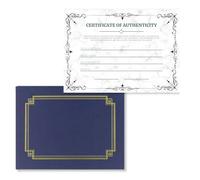 J&J'S TOYSCAPE Certificate of Authenticity, 8.5 x 11 Inch Premium Certificate with Luxury Navy Presentation Folder, Perfect for Valuations, Gifts, Collectibles and Artwork