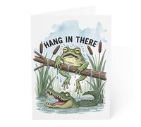 J&J'S TOYSCAPE Hang in There Card, Encouragement Card for Difficult Times, Thinking of You Support Card, Uplifting Get Well Soon or Tough Time Greeting Card (Frog)