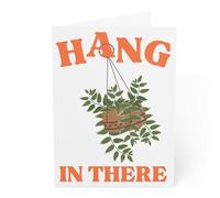 J&J'S TOYSCAPE Hang in There Card, Encouragement Card for Difficult Times, Thinking of You Support Card, Uplifting Get Well Soon or Tough Time Greeting Card (House Plant)