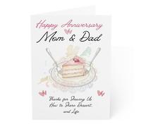 J&J'S TOYSCAPE Happy Anniversary Cards for Parents, Couple's Wedding Anniversary Card for Mom & Dad from Son or Daughter, Funny Marriage Celebration, 5x7 Inches, Blank Inside (Share)