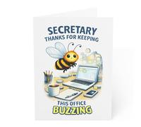 J&J'S TOYSCAPE Secretary Day Card, Appreciation Card for Assistant, Secretary, Receptionists & Office Staff, Thank You Greeting Card, Workplace Recognition Note, 5x7 Inch, Blank Inside (Buzzing)