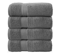 J K ZONE 4 Pack Large Bath Towels Set 100% Egyptian Cotton Hotel Quality Towels Extra Soft Fast Absorbent Long Lasting Material Guest Towel Bathroom Matching Towels 70 x 120 cm (Grey)