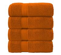 J K ZONE 4 Pack Large Bath Towels Set 100% Egyptian Cotton Hotel Quality Towels Extra Soft Fast Absorbent Long Lasting Material Guest Towel Bathroom Matching Towels 70 x 120 cm (Orange)