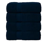 J K ZONE 4 Pack Large Bath Towels Set 100% Egyptian Cotton Hotel Quality Towels Extra Soft Fast Absorbent Long Lasting Material Guest Towel Bathroom Matching Towels 70 x 120 cm (Navy)