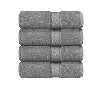 J K ZONE 4 Pack Large Bath Towels Set 100% Egyptian Cotton Hotel Quality Towels Extra Soft Fast Absorbent Long Lasting Material Guest Towel Bathroom Matching Towels 70 x 120 cm (Silver)