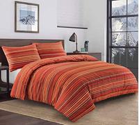 J K ZONE Leon Stripe Lines Luxury Printed Duvet Cover Set Easy Care Bedding Set Red Blue Soft Duvet Covers (King, Red)