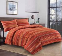 J K ZONE Leon Stripe Lines Luxury Printed Duvet Cover Set Easy Care Bedding Set Red Blue Soft Duvet Covers (Double, Red)