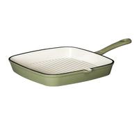 J&l By Prochef 23Cm Enamelled Cast Iron Grill Pan, Sage Green, Induction Suitable