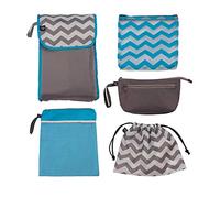 J.L. Childress Diaper Bag Organizer 5 Piece Set, Grey/Chevron