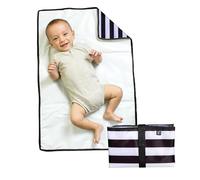 J.L. Childress Full Body Portable Baby Changing Pad, Fully Padded for Baby's Comfort, Waterproof, Opens to 19" X 30", Black/White Stripe