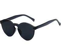 J&L Glasses Fashion Rimless One Piece Clear Lens Color Candy Sunglasses（Black）