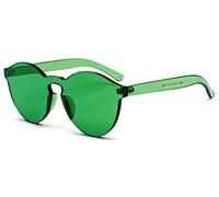 J&L Glasses Fashion Rimless One Piece Clear Lens Color Candy Sunglasses(Green)