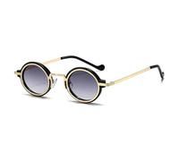 J&L Glasses Retro Round Steampunk Sunglasses for Men Women Classic Vintage Hippie Circle Style 0081 (Golden/Grey)