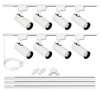 J&L Track Lighting Kit, 8 Track Lights 3000K Warm 25W 2700lm Energy Saving Super-Bright Dimmable Spotlight with 3M Track Rail, Cool White Adjustable Angle Light Heads