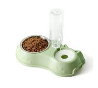 J&L VVMEET Cat Bowls, Cat Food and Water Bowl Set with with Automatic Water Dispenser and Detachable Stainless Steel Food Bowl, Pet Feeding Set for Cats and Small Dogs Puppy Rabbit (Green)