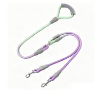 J&L VVMEET Double Dog Leash for Two Dogs， 360° Swivel No Tangle Two Dual Dog Leash with Comfortable Padded Handle for Small Medium and Large Dogs Walking & Training (Green&Purple, Large)