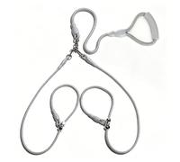 J&L VVMEET Double Slip Leash for Two Dogs, 360°Swivel No Tangle Dual Dog Leash No Pull Walking & Training Slip Lead with Padded Handle Split Leads for Small Medium Large Dogs (Grey, Medium)