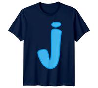 j Letter Initial Alphabet Mens T-Shirt Womens Tee Graphic Unisex Top Personalized Monogram Apparel XL Navy Blue
