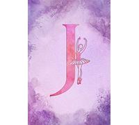 J: Letter J Initial Ballet Monogram Notebook - Ballerina on Purple Pink Watercolor College Ruled Notebook, Writing Pad, Journal or Diary for Kids, Girls & Women - 110 Pages - Size 6x9 Paperback