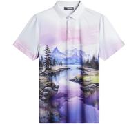 J.LINDEBERG 2025 SAMUEL GOLF POLO SHIRT - LANDSCAPE WATERCOLOR PURPLE