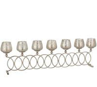 J-Line Candle Holder with 8 Rings Crackle Glass Nickel