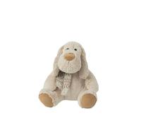 J-Line Dog Soft Toy + Sitting Scarf - Polyester - Beige/Brown - Medium