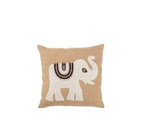 J-Line Elephant Cushion - Jute - Beige/White - Small