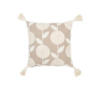 J-Line Flowers/Leaves Cushion - Cotton - Taupe/Beige