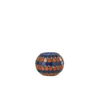 J-Line Mosaic Glass Teardrop Tealight Holder Orange/Blue Small