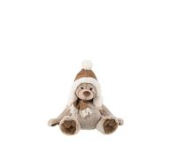 J-Line Plush Bear + Hat - Polyester - Brown - Small