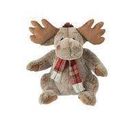 J-Line Reindeer Figurine + Scarf - Plush/Polyester - Brown - Large