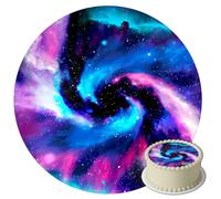 J&M DECO Cake Topper Birthday - Cake Decoration Galaxy Space - Birthday Cake Decoration Made of Fondant - Round 20 cm - Edible Paper Cake Decoration - Galaxy Cake Decoration