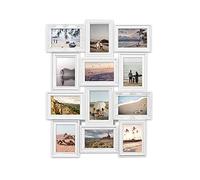 J.M.Deco Picture Frame Collage For Wall, 12 Opening Picture Frames Collage, 6 x 4 Picture Frame with Family Friend's Memory, Rustic Distressed Photo Frame Wall Hanging for 4x6, White
