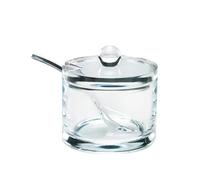 J&M DESIGN Clear Acrylic Sugar Bowl With Lid And Spoon For Coffee, Cereal Bowls, Tea, Countertop Canisters & Baking - 8 oz Container Jar Dispenser Holder - Dishwasher Safe