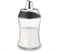J&M DESIGN Glass Sugar Dispenser with Pour Spout for Coffee Bar, Tea and Kitchen Baking, Auto-Pouring Airtight Lid - 7.5 Oz Container