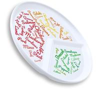 j&m Divided Portion Control Diet Plate for Adults - Unique Ridged Section & Food Ideas, Dishwasher Safe