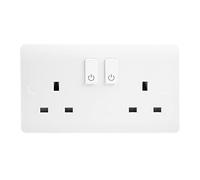 J&M Electrical Click Smart+ 13A 2 Gang Zigbee Smart Socket Outlet CMA30036 White 3-pin UK Plug Plastic Socket