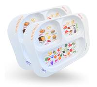 j&m Healthy Learning Plate, Divided Portion Control with Sections to Learn Nutrition, Food Groups & Portion Sizes, Dishwasher-Safe (2 Pack)