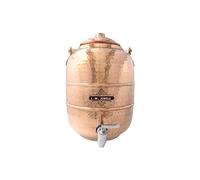 J M JEWELS 11.4" X 5.5" Handmade Pure Copper - 6.5 Liter Water Pot Storage Water Tank with Tap Kitchen Home Garden Good Health Benefits Yoga, Ayurveda