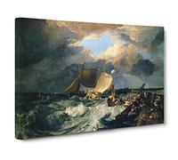 J.M.W. Turner Calais Pier Canvas Print | Gallery Wrapped 30mm Frame Wall Art | 20x14 inches | Ready to Hang | Classic Beach Picture | Living Room Bedroom Lounge Office
