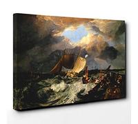 J.M.W. Turner Calais Pier Canvas Print | Gallery Wrapped 30mm Frame Wall Art | 30x20 inches | Ready to Hang | Classic Beach Picture | Living Room Bedroom Lounge Office