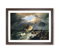 J.M.W. Turner Calais Pier Classic Painting Framed Print | A3 Walnut Framed Wall Art | Ready to Hang | Classic Historical Picture | Living Room Bedroom Lounge Office