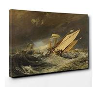 J.M.W. Turner Fishing Boats Entering Callais Canvas Print | Gallery Wrapped 30mm Frame Wall Art | 30x20 inches | Ready to Hang | Contemporary Beach Picture | Living Room Bedroom Lounge Office