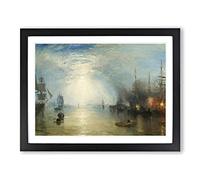 J.M.W. Turner Keelman heaving Coals Classic Painting Framed Print | A4 Black Framed Wall Art | Ready to Hang | Classic Historical Picture | Living Room Bedroom Lounge Office