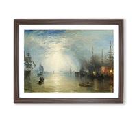 J.M.W. Turner Keelman heaving Coals Classic Painting Framed Wall Art Print, Ready to Hang Picture for Living Room Bedroom Home Office Décor, Walnut A2 (64 x 46 cm)