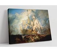 J M W Turner The Battle Of Trafalgar Canvas Wall Art Picture Print - 12 inch wide x 8 inch high (Frame Depth 30mm)